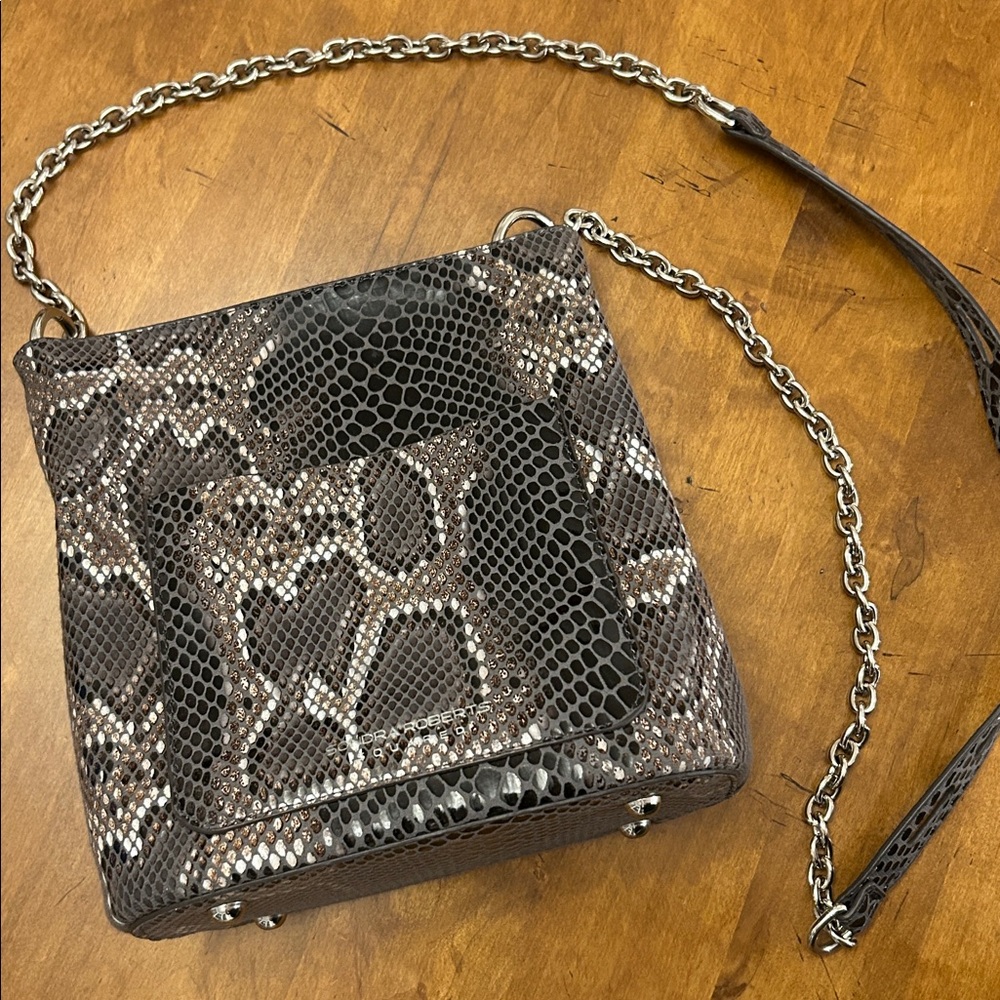 Sandra Roberts Squared Snake Print Bag, NWOT